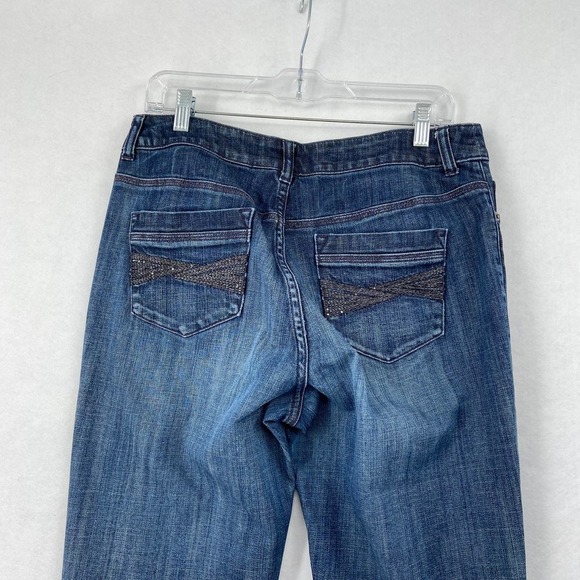 Chico's Platinum Jeans Ultimate Fit Slim Leg Stretch Denim Blue US Size 8 - Picture 8 of 13